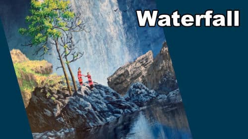 Waterfall Landscape in Acrylic