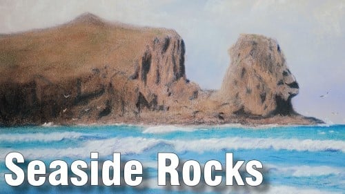 How to Draw Rocks at Beach in Pastels